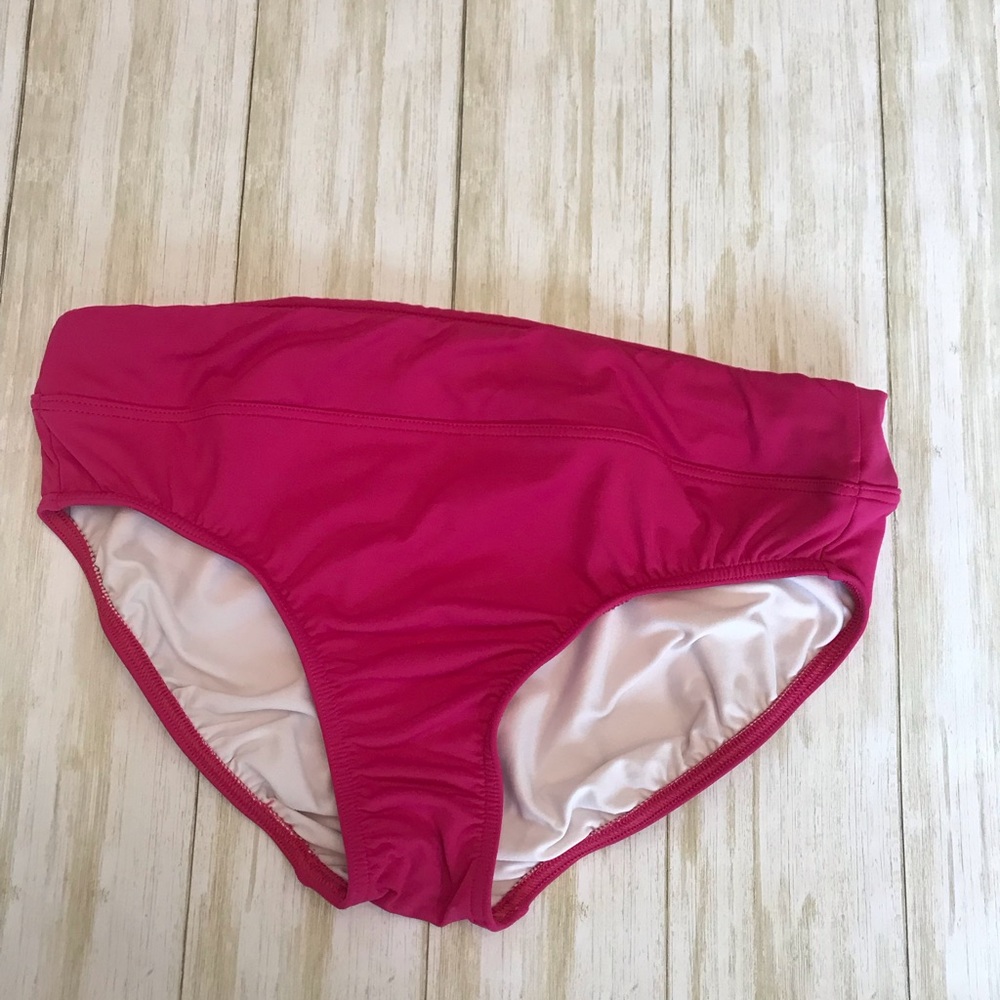 Lands End Size 10 Hot Pink High Rise Swim Bikini Bottoms preowned